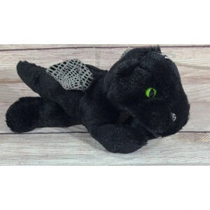 Aurora Plush Midnight Dragon Stuffed Animal Beanie #31777 Black 10" 2018 New